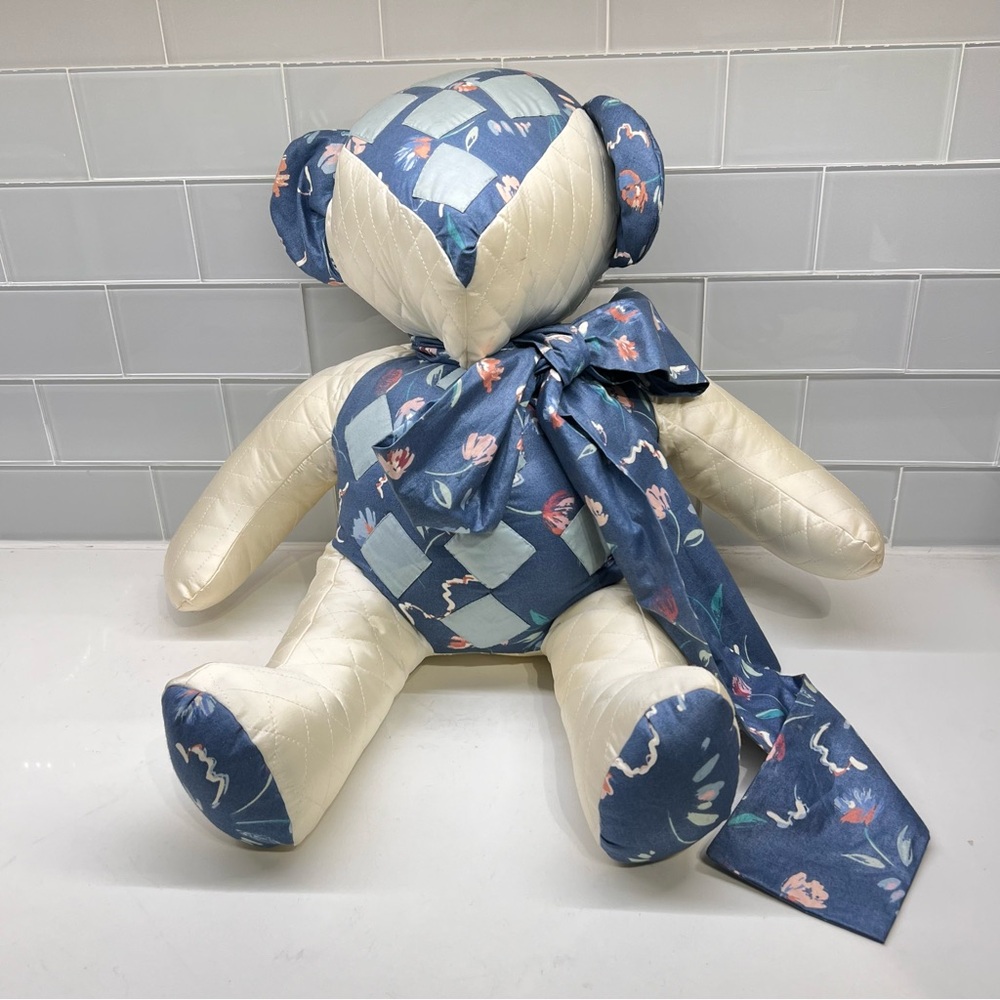 Vintage Handmade Patchwork Quilt Teddy Bear OOAK 14” sitting